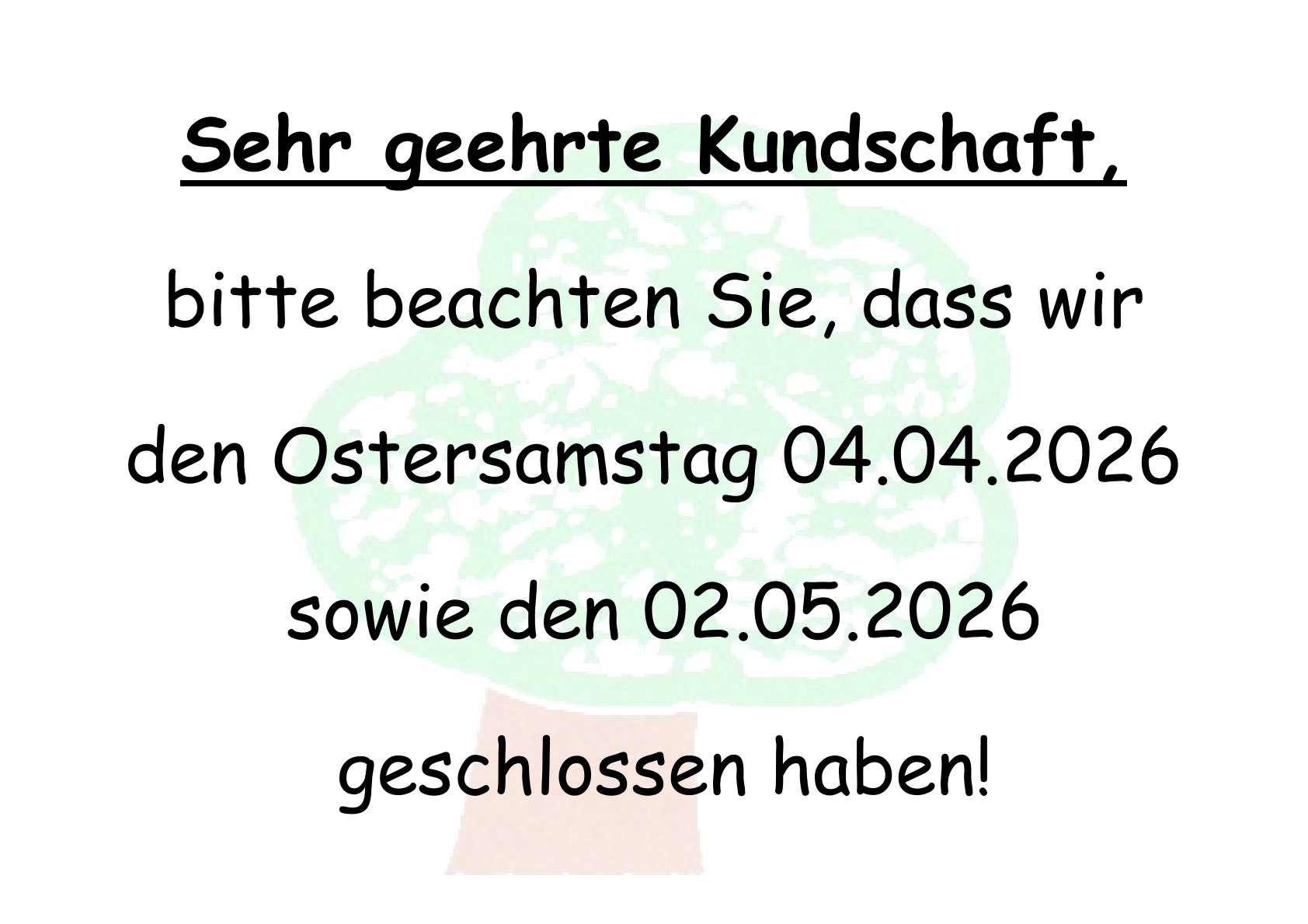 Öffnungszeiten Ostern 2026